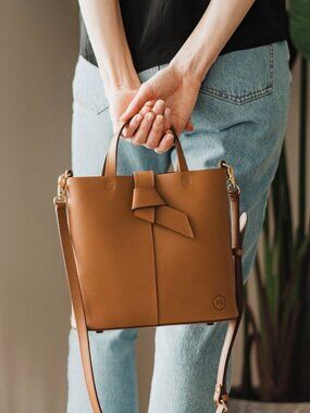 POPPY BARLEY - Mini Knot Tote - Leather - Caramel